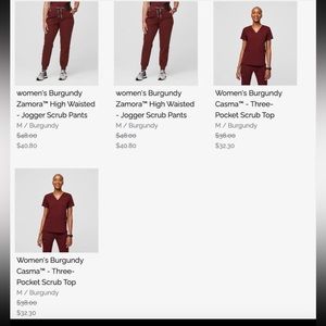 Figs Maroon Size M scrub set-BOTH TOP AND BOTTOM.  never worn